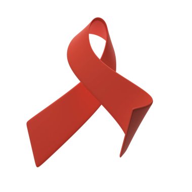 3D kırmızı kurdele. 1 Aralık 'ta Dünya AIDS Günü. Poster ve afiş illüstrasyonu için Aids Bilinç simgesi tasarımı.
