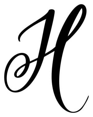 Vektör el yazısı, H harfi logosu çizmiş. Betik yazı tipi. El yazısı fırça biçimi.