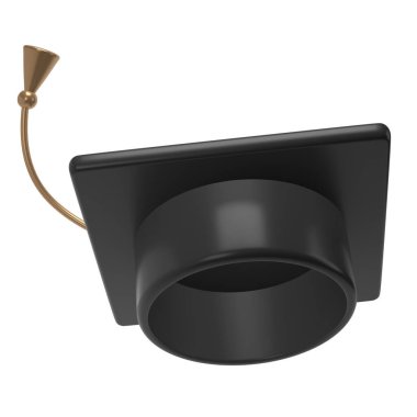 3D dereceli siyah şapkalı. Okul ikonu. Kaptan havalandı. Mezuniyet ya da üniversite unsuru. Eğitim, eğitim, bilgi kavramı çizgi film illüstrasyonu.