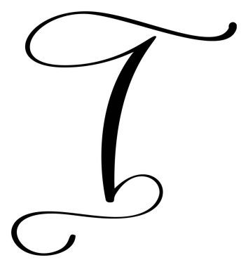 El çizimi vektör hat harfi I Senaryo yazı tipi logosu. El yazısı fırça biçimi gelişir.