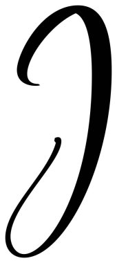 El çizimi vektör harfi büyük harf I Betik yazı tipi logosu baş harfleri. El yazısı fırça biçimi gelişir.