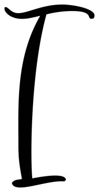 El çizimi vektör harfi büyük harf I Betik yazı tipi logosu baş harfleri. El yazısı fırça biçimi gelişir.