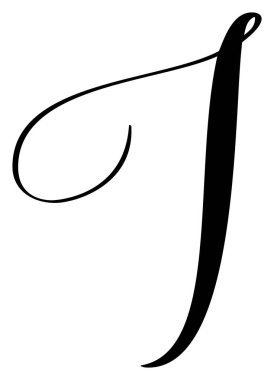 El çizimi vektör harfi büyük harf I Betik yazı tipi logosu baş harfleri. El yazısı fırça biçimi gelişir.