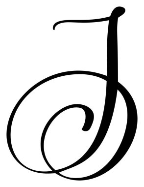 El çizimi vektör harfi J. Senaryo yazı tipi logosu. El yazısı fırça biçimi gelişir.