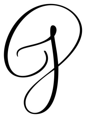 Vektör el yazısı J harfi indirme kapağı. Betik yazı tipi logosu simgesi. El yazısı fırça biçimi.