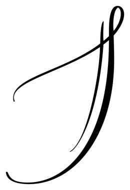 El çizimi vektör harfi J. Senaryo yazı tipi logosu. El yazısı fırça biçimi gelişir.