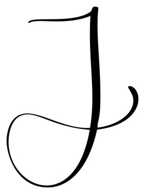 El çizimi vektör harfi büyük J Betik yazı tipi logosu baş harfleri. El yazısı fırça biçimi gelişir.