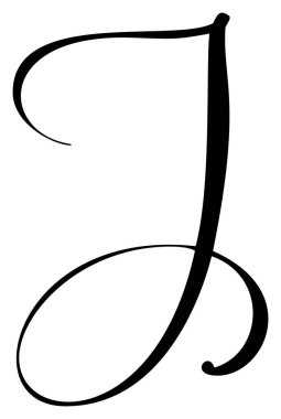 Vektör el yazısı J harfi logosu çizdi. Betik yazı tipi. El yazısı fırça biçimi.