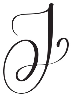 Vektör el yazısı J harfi indirme kapağı. Betik yazı tipi logosu simgesi. El yazısı fırça biçimi.