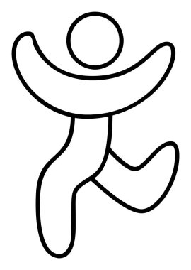 Mutlu koşan insan el çizimi vektör simgesi, pozitif veya güç, iyi iş yeri, lider, ince çizgi sembolü beyaz arkaplanda izole edilmiş.