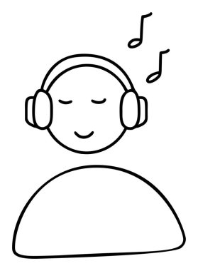 Kulaklıklı DJ 'in el yazısı ikon. Beyaz arkaplanda izole edilmiş web tasarımı için kadın ya da erkek tasarımı.