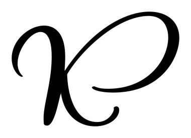 Vektör el yazısı çizilmiş K harfi logosu. Betik yazı tipi. El yazısı fırça biçimi.