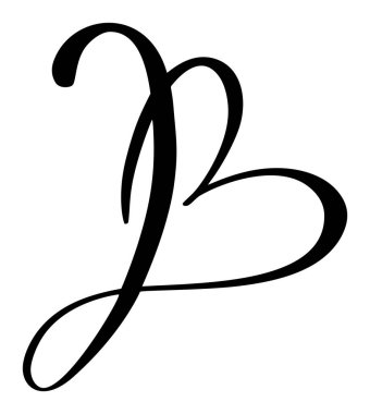 El çizimi vektör aşk harfi B. Senaryo büyük yazı tipi logosu. El yazısı fırça stili gelişir. Klasik kalp monogramı. Valentine elementi gelişiyor. sayfa dekorasyonu için imzalayın