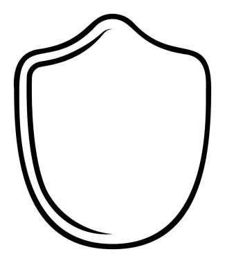Kalkan ana çerçeve logosu. Koruyucu Şablon Koruma, Koruma ve Güvenlik. Sigorta ya da dokunulmazlık sembolü. Boş simge tasarımı beyaz arkaplanda izole edildi.
