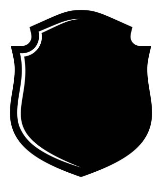 Kara Kalkan çerçeve logosu. Koruyucu Şablon Koruma, Koruma ve Güvenlik. Sigorta veya Dokunulmazlık Boş simge tasarımı beyaz arkaplanda izole edildi. Web sitenizin tasarımı, uygulaması, UI için sembol.