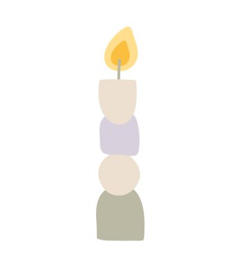 aesthetics hand drawn candle. Colored Vector flat illustration isolated on background. decorative element for greeting card, web, printing. christmas, wedding, birthday, valentine day clipart