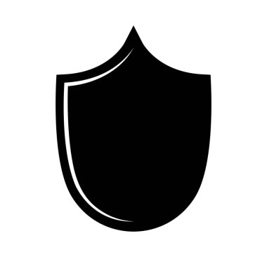 Kara Kalkan çerçeve logosu. Koruyucu Şablon Koruma, Koruma ve Güvenlik. Sigorta veya Dokunulmazlık Boş simge tasarımı beyaz arkaplanda izole edildi. Web sitenizin tasarımı, uygulaması, UI için sembol.