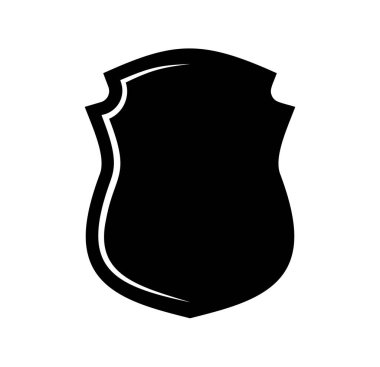 Kalkan logo şablonu düz illüstrasyon, siyah beyaz renkli simge koruma, güvenlik ve koruyucu sembol beyaz arkaplanda izole.