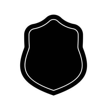 Kara Kalkan çerçeve logosu. Koruyucu Şablon Koruma, Koruma ve Güvenlik. Sigorta veya Dokunulmazlık Boş simge tasarımı beyaz arkaplanda izole edildi. Web sitenizin tasarımı, uygulaması, UI için sembol.