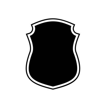 Kara Kalkan çerçeve logosu. Koruyucu Şablon Koruma, Koruma ve Güvenlik. Sigorta veya Dokunulmazlık Boş simge tasarımı beyaz arkaplanda izole edildi. Web sitenizin tasarımı, uygulaması, UI için sembol.