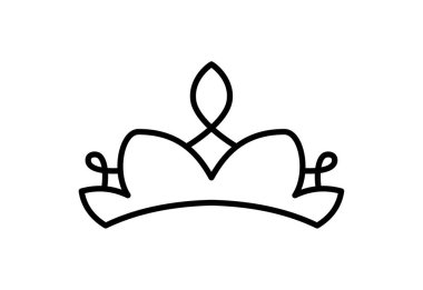 Prenses taç ikon vektörü estetik ince çizgi işareti. Web ve mobil uygulama logo konseptiniz için Crown Contour Symbol Illustration ana hatlarıyla izole edilmiş.