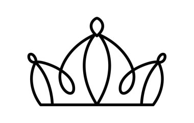 Vektör kaplama estetiği. İnce çizgi işareti. Web ve mobil uygulama logo konseptiniz için Crown Contour Symbol Illustration ana hatlarıyla izole edilmiş.