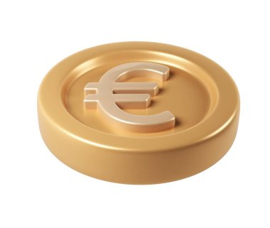 Şeffaf bir arkaplan üzerinde izole edilmiş, finansal veya ekonomik projeler için ideal, dönen bir altın sikkenin 3D simgesi