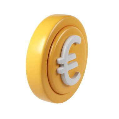 Şeffaf bir arkaplan üzerinde izole edilmiş, finansal veya ekonomik projeler için ideal, dönen bir altın sikkenin 3D simgesi