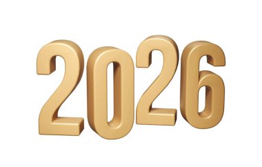 Mutlu yıllar 2026. Poster, afiş ve kutlama için 3D Noel şarkısı tasarımı