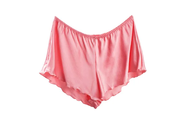 Rózsaszín Szatén Női Pizsama Nadrág Izolátum Fehér Alapon — Stock Fotó