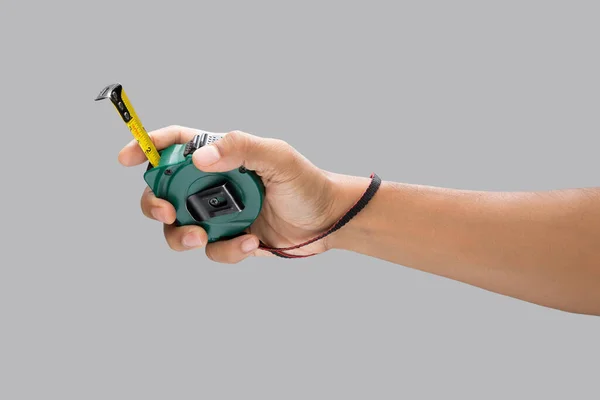 Hand Holding Tape Measure Profile — Stock Photo, Image