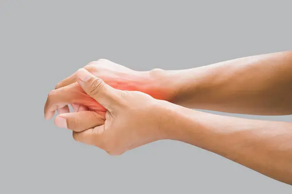 Man Grab Hand Palm Because Hand Palm Injured Hand Pain — Stock Fotó