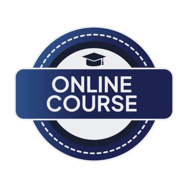 Çevrimiçi ders düğmesi. Online eğitim işareti. yuvarlak grunge çıkartma düğmesi