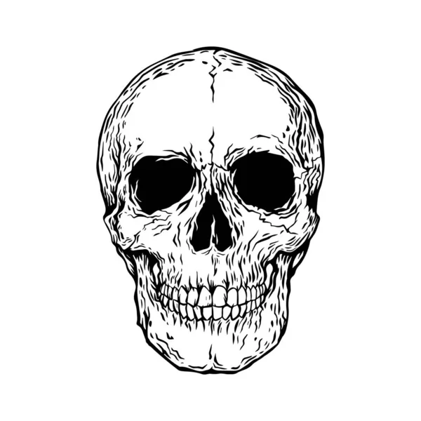 Crâne Noir Blanc — Image vectorielle
