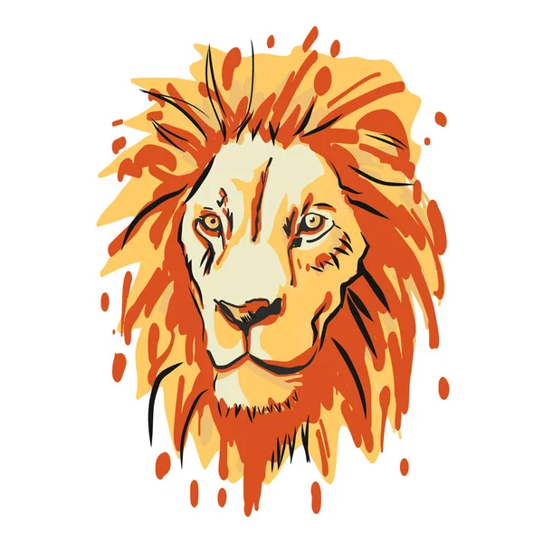 Portrait Art Tête Lion — Image vectorielle