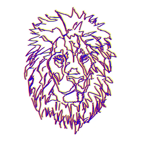 Tête Lion Art Portrait — Image vectorielle