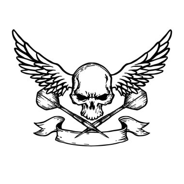 siyah ve beyaz kafatası & dartları