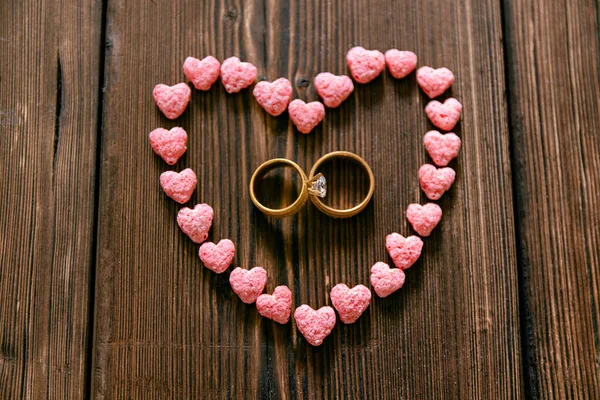 Pelyhek Reggeli Romantika Jegygyűrűk — Stock Fotó