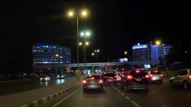 Řízení Auta Dálnici Muscat Dopravou Pohled Silnici Město Pohled Přes — Stock video