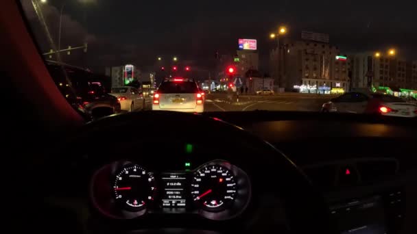 Condução Carro Estrada Mascate Com Tráfego Vista Estrada Vista Cidade — Vídeo de Stock