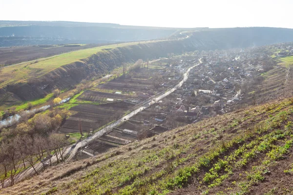 Moldawien Dorf Ansicht Von Oben Landschaft Aus Der Luft — Stockfoto