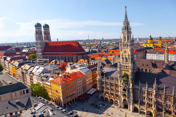stock image Old Town of Munich view from above . Marienplatz city center square in Munchen Germany