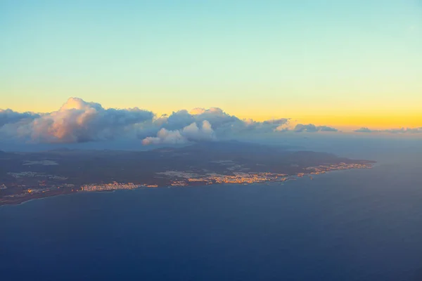 Lanzarote island view from the plane . Spain Canary Islands at Atlantic ocean