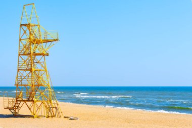 Lifeguard tower on the beach in the summer