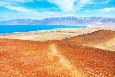 Coastal landscape of Lanzarote .  Cliff El Risco de Famara from Canary Islands