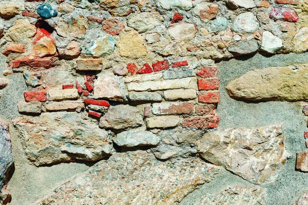 Eski Duvarın Dokusu Tuğlalarla Alçıyla Kaplı — Stok fotoğraf