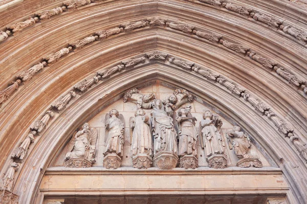 Соборный Портал Скульптурами Входное Украшение Кафедрального Собора Валенсии — стоковое фото
