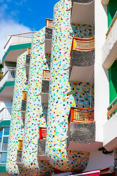 Erkély Fal Terrakottával Spanyol Stílusú Építészet — Stock Fotó