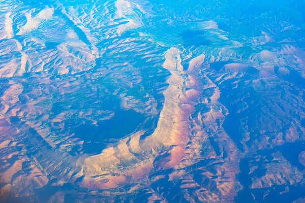 Satelitní Pohled Pohoří Letecká Hornatá Krajina — Stock fotografie