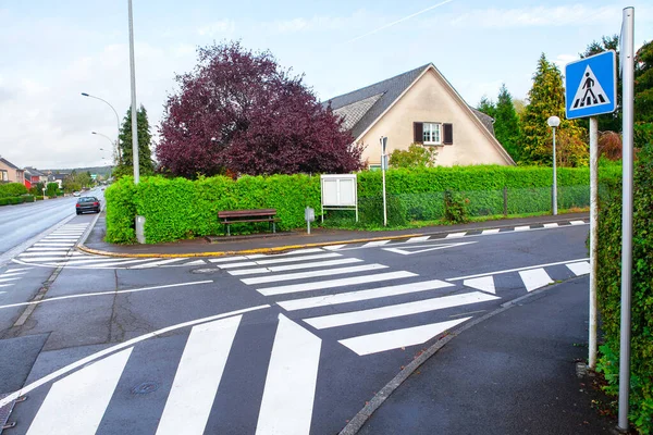 stock image Road crossroad in rural area of Luxembourg 